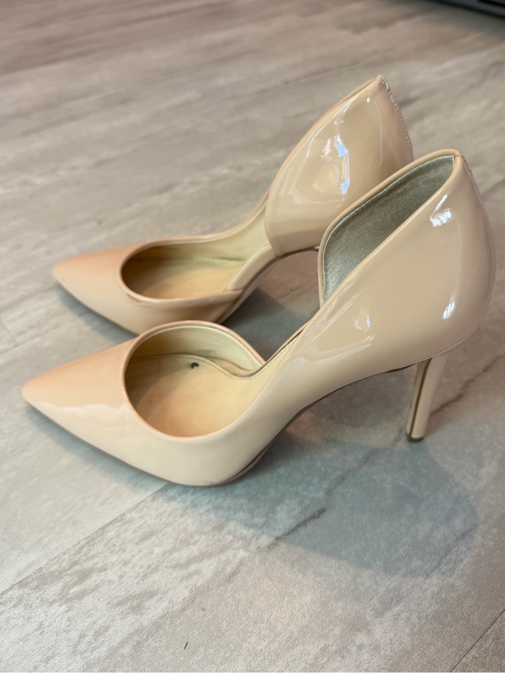 Jessica Simpson Nude Patent Pointed-Toe D'Orsay Stilettos